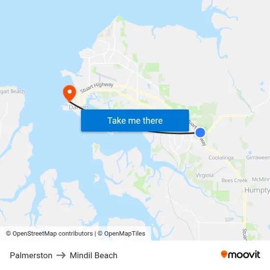 Palmerston to Mindil Beach map