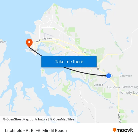 Litchfield - Pt B to Mindil Beach map