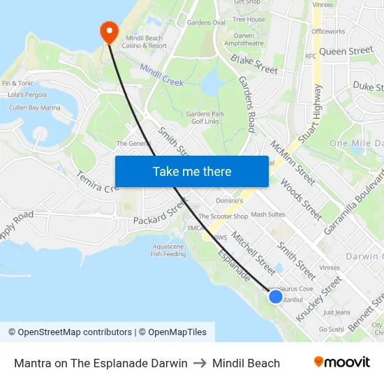 Mantra on The Esplanade Darwin to Mindil Beach map