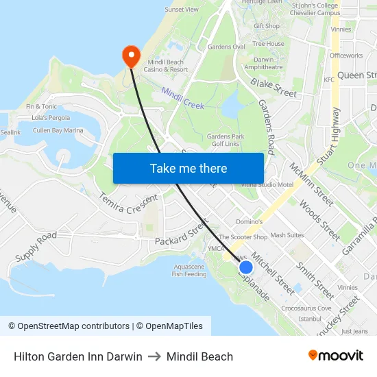 Hilton Garden Inn Darwin to Mindil Beach map
