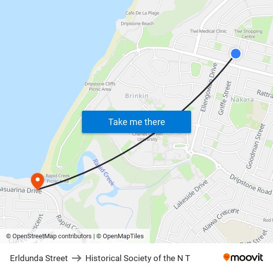 Erldunda Street to Historical Society of the N T map