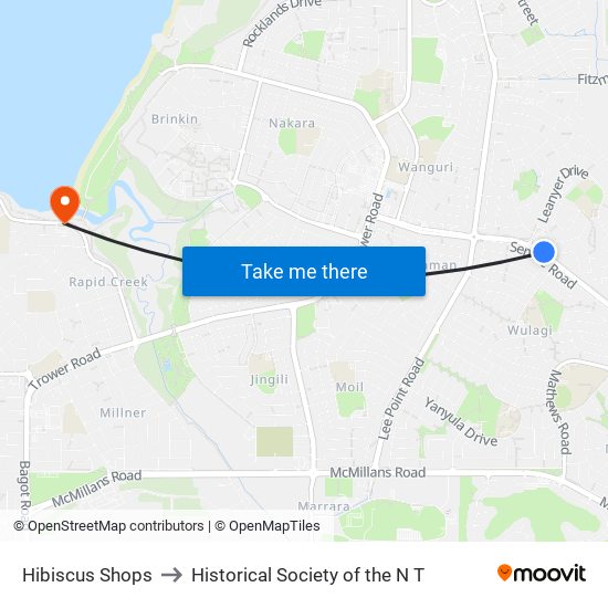 Hibiscus Shops to Historical Society of the N T map