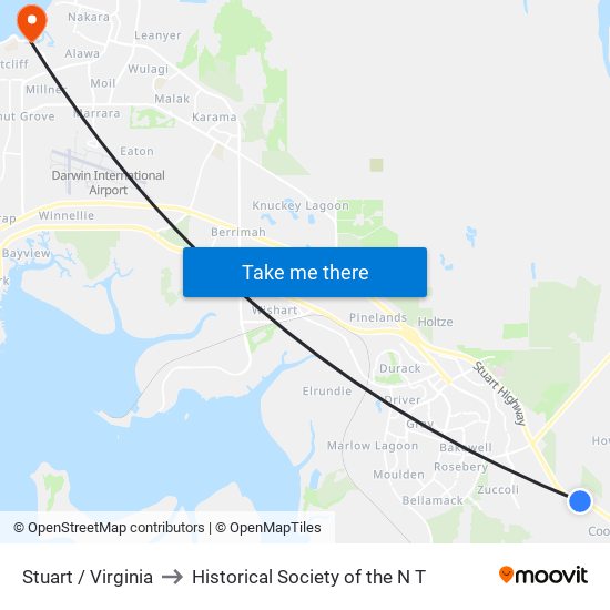 Stuart / Virginia to Historical Society of the N T map