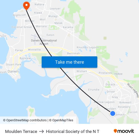 Moulden Terrace to Historical Society of the N T map