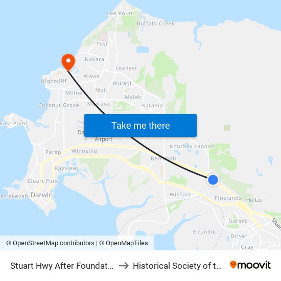 Stuart Hwy After Foundation Rd to Historical Society of the N T map