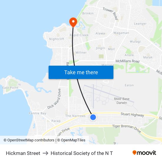 Hickman Street to Historical Society of the N T map