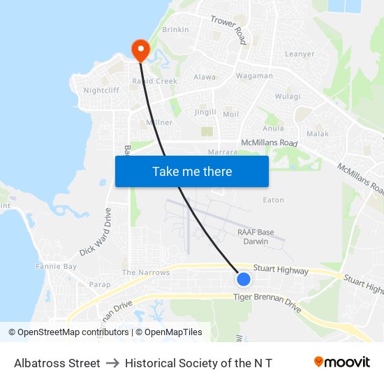 Albatross Street to Historical Society of the N T map