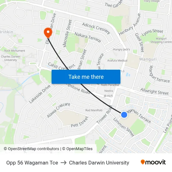 Opp 56 Wagaman Tce to Charles Darwin University map