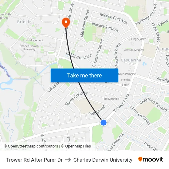 Trower Rd After Parer Dr to Charles Darwin University map