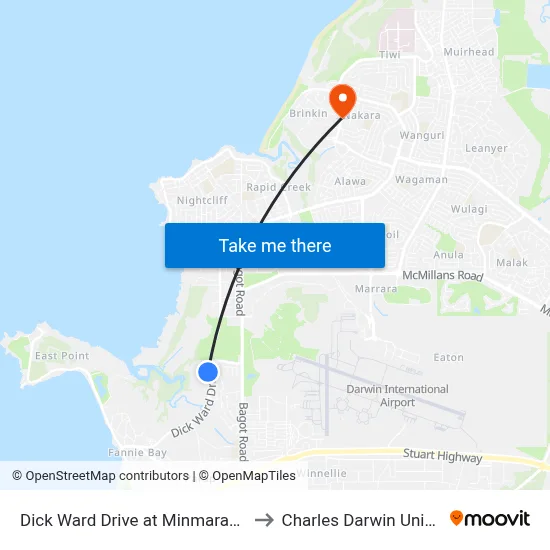 Dick Ward Drive at Minmarama Park to Charles Darwin University map