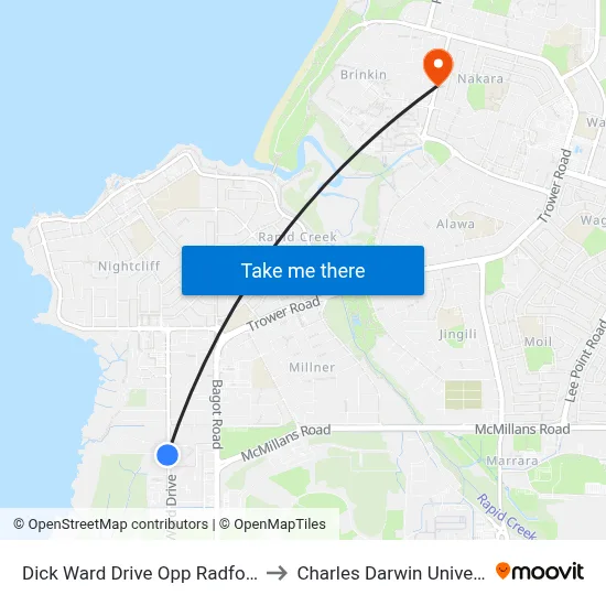 Dick Ward Drive Opp Radford Ct to Charles Darwin University map