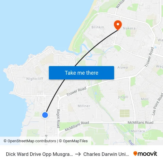 Dick Ward Drive Opp Musgrave Cres to Charles Darwin University map