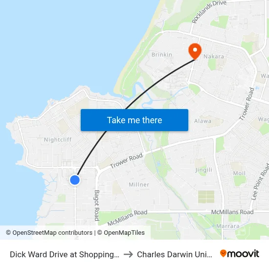 Dick Ward Drive at Shopping Centre to Charles Darwin University map