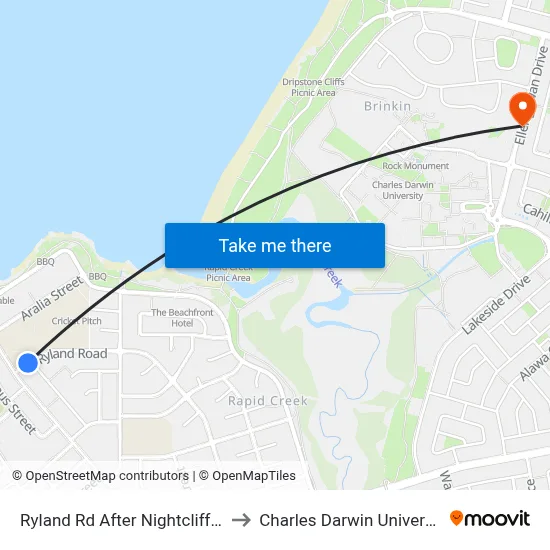 Ryland Rd After Nightcliff Rd to Charles Darwin University map