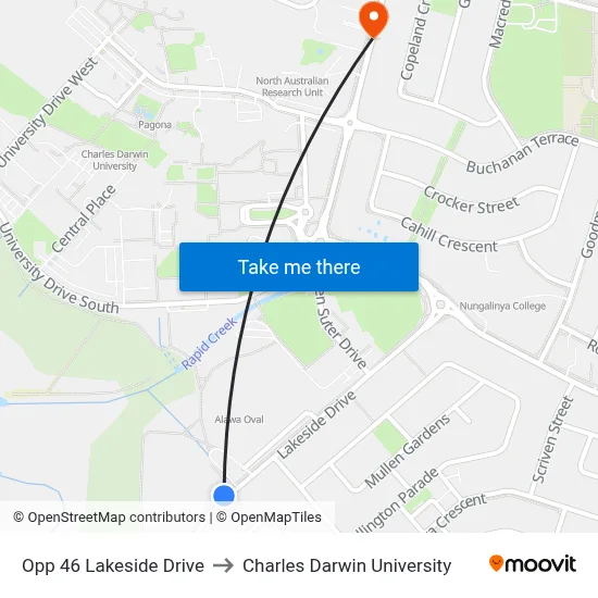 Opp 46 Lakeside Drive to Charles Darwin University map