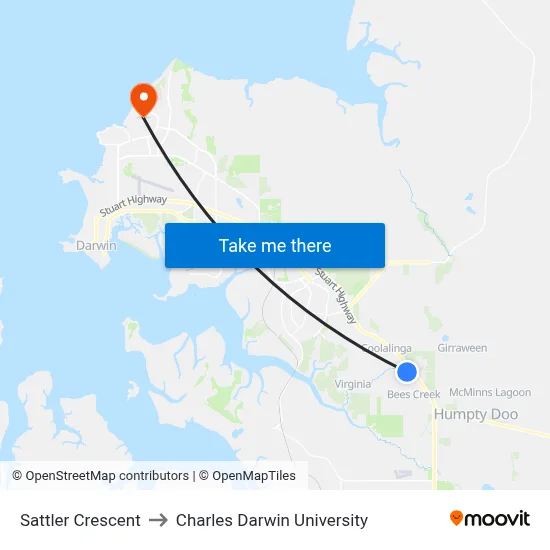 Sattler Crescent to Charles Darwin University map