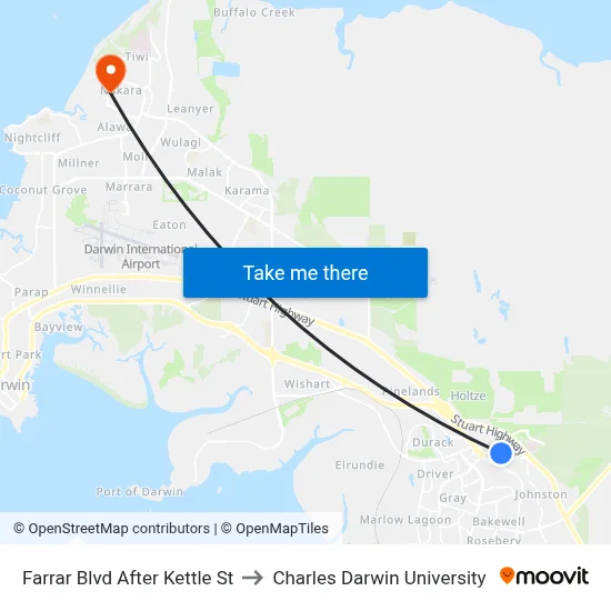 Farrar Blvd After Kettle St to Charles Darwin University map