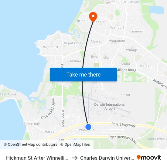Hickman St After Winnellie Rd to Charles Darwin University map