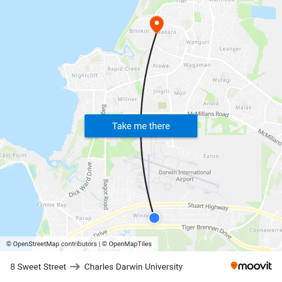 8 Sweet Street to Charles Darwin University map