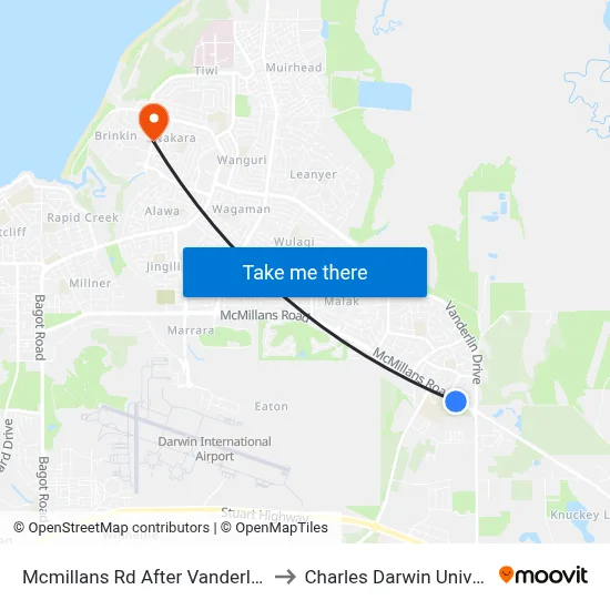 Mcmillans Rd After Vanderlin Dve to Charles Darwin University map