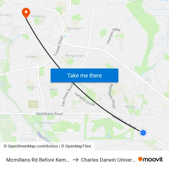 Mcmillans Rd Before Kemp St to Charles Darwin University map