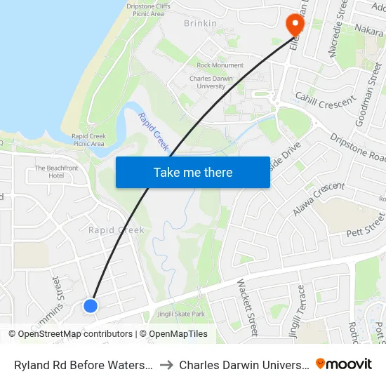 Ryland Rd Before Waters St to Charles Darwin University map