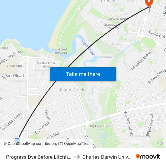 Progress Dve Before Litchfield Ct to Charles Darwin University map