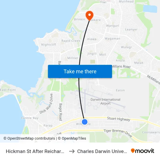 Hickman St After Reichardt Rd to Charles Darwin University map