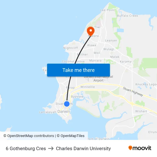6 Gothenburg Cres to Charles Darwin University map