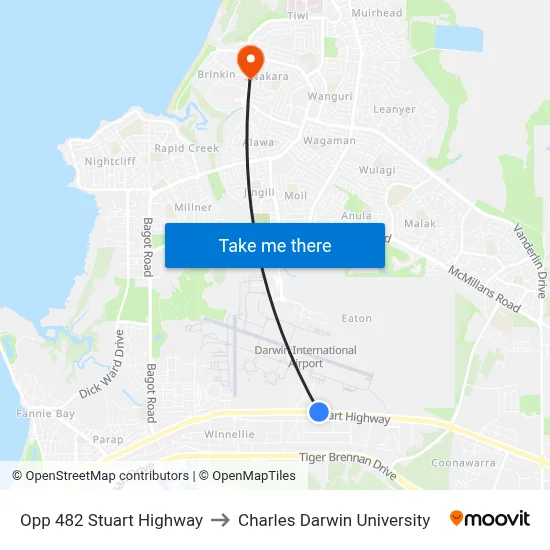 Opp 482 Stuart Highway to Charles Darwin University map