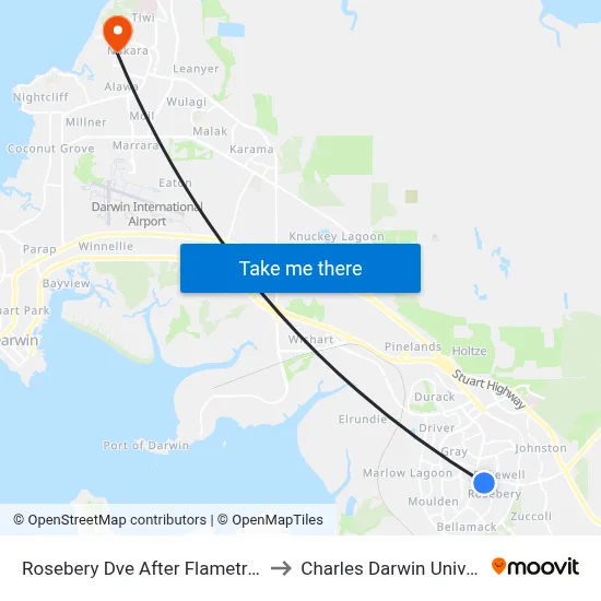 Rosebery Dve After Flametree Cct to Charles Darwin University map