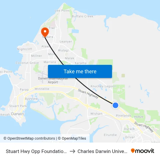 Stuart Hwy Opp Foundation Rd to Charles Darwin University map