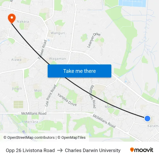 Opp 26 Livistona Road to Charles Darwin University map