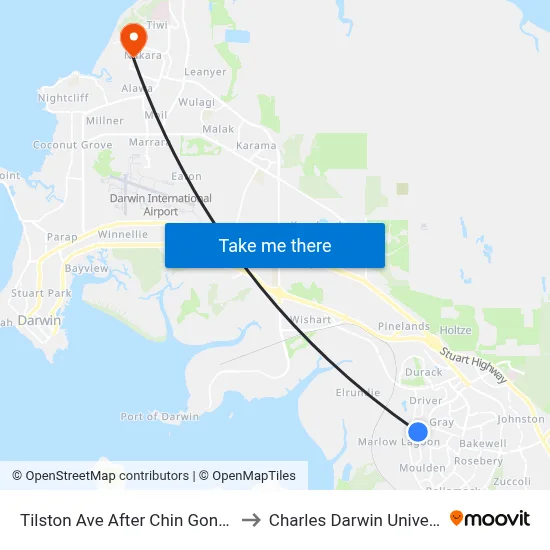 Tilston Ave After Chin Gong Cct to Charles Darwin University map