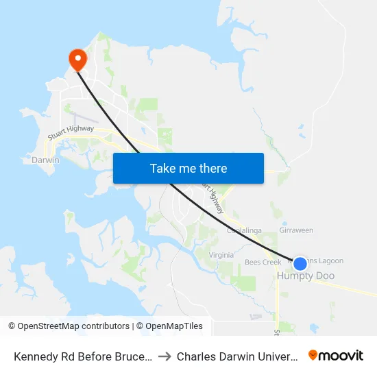 Kennedy Rd Before Bruce Ct to Charles Darwin University map