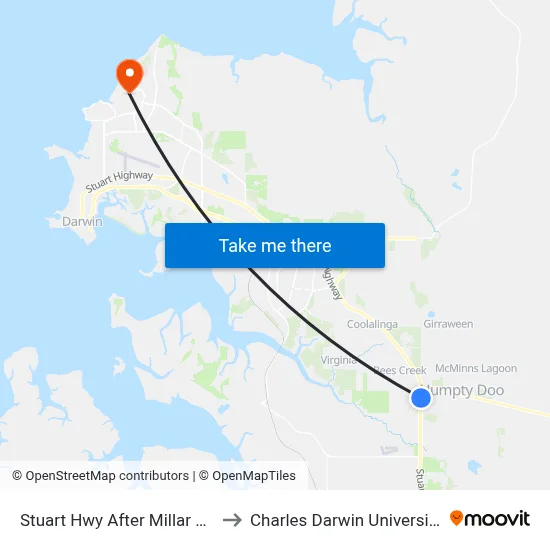 Stuart Hwy After Millar Rd to Charles Darwin University map