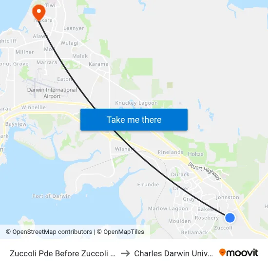 Zuccoli Pde Before Zuccoli Shops to Charles Darwin University map