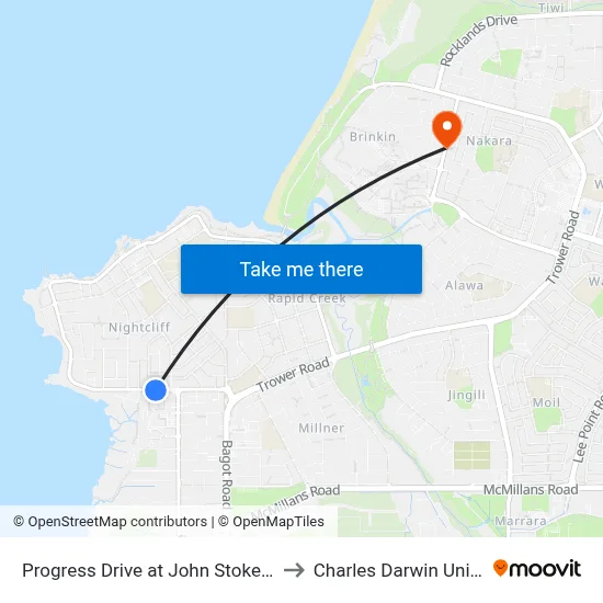 Progress Drive at John Stokes Square to Charles Darwin University map