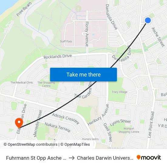 Fuhrmann St Opp Asche St to Charles Darwin University map