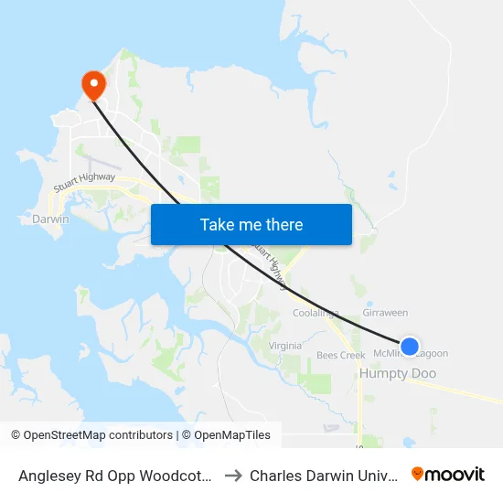 Anglesey Rd Opp Woodcote Cres to Charles Darwin University map