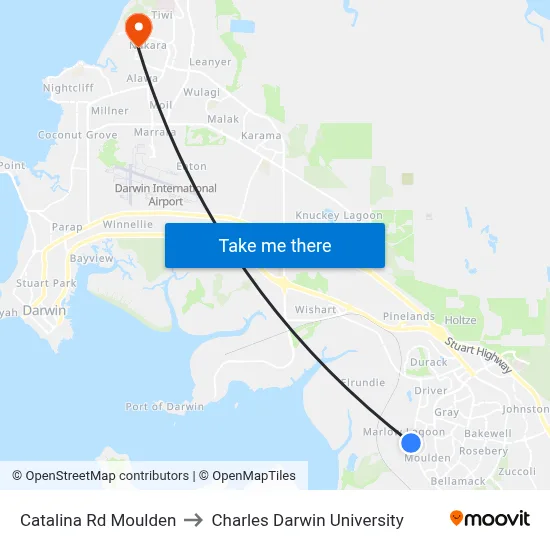Catalina Rd Moulden to Charles Darwin University map