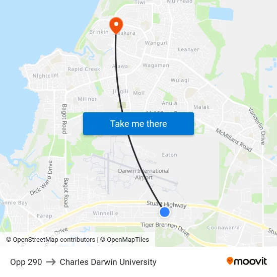 Opp 290 to Charles Darwin University map