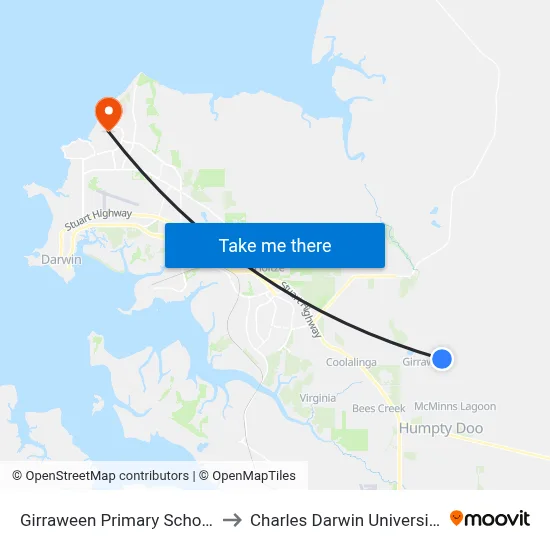 Girraween Primary School to Charles Darwin University map