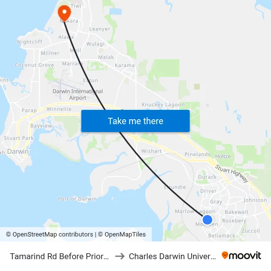 Tamarind Rd Before Priore Ct to Charles Darwin University map