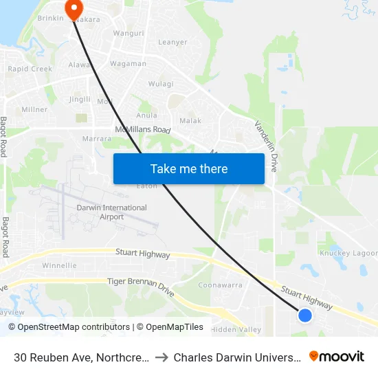30 Reuben Ave, Northcrest to Charles Darwin University map