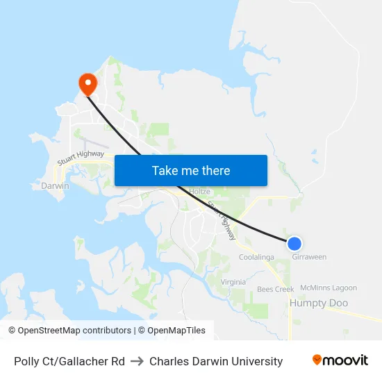 Polly Ct/Gallacher Rd to Charles Darwin University map