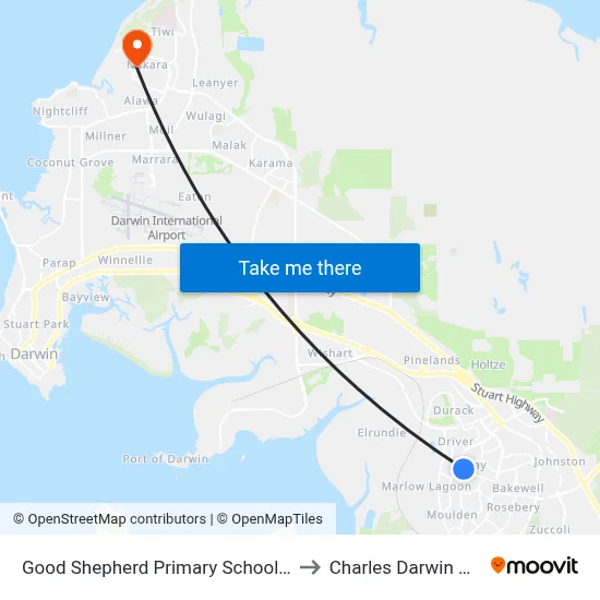 Good Shepherd Primary School (Palmerston) to Charles Darwin University map