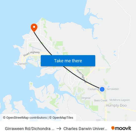 Girraween Rd/Dichondra Rd to Charles Darwin University map