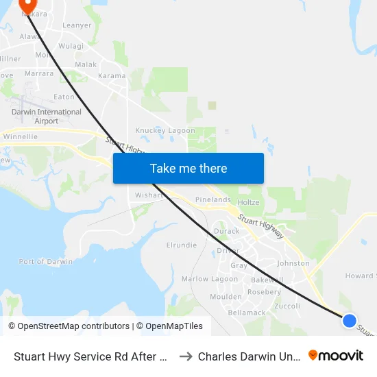 Stuart Hwy Service Rd After Coolalinga to Charles Darwin University map