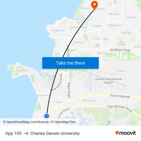 Opp 105 to Charles Darwin University map
